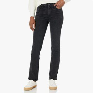 New Paige Cindy High Rise Straight Ankle Jeans in Black Willow size 23